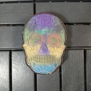 Vintage Skeleton Sugar Skull Shaped Trinket Jewelry Box Gothic Cult Goth ZC
